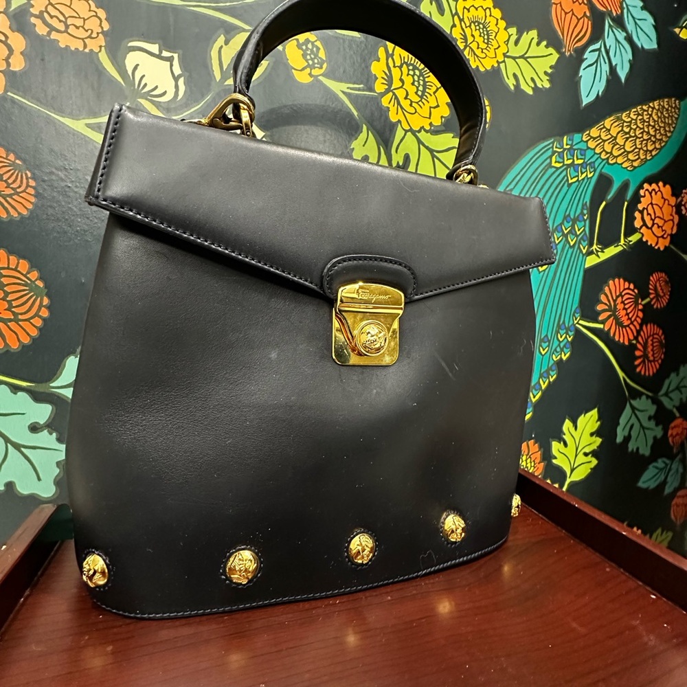 Salvatore Ferragamo Vintage High-Heel Hardware Leather Top Handle Crossbody Bag - Picture 5 of 13